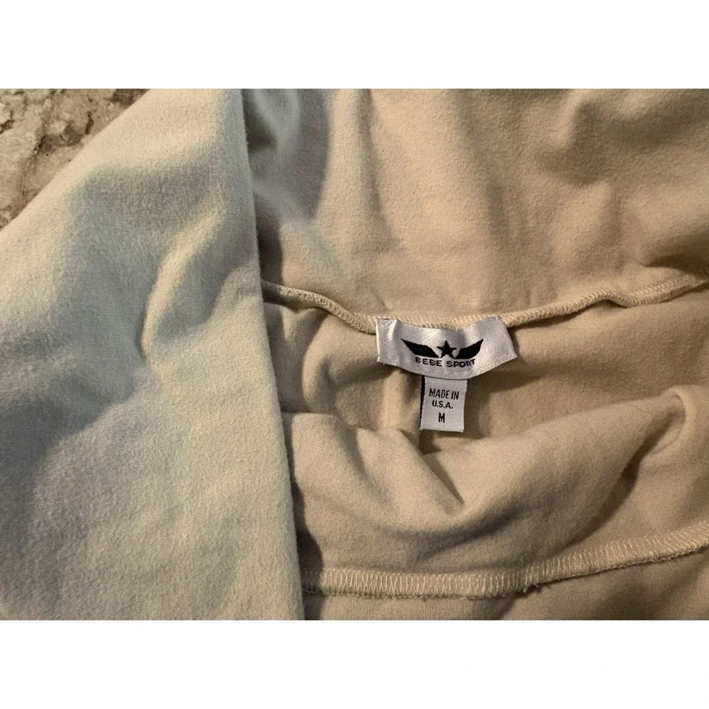 Vintage Y2K Bebe‎ Sport Nude Beige Foldover Logo Ruffle Mini Skirt Medium Rare
